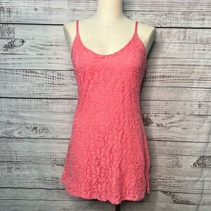 Almost Famous XL Pink Lace Mini Dress Spaghetti Straps Adjustable